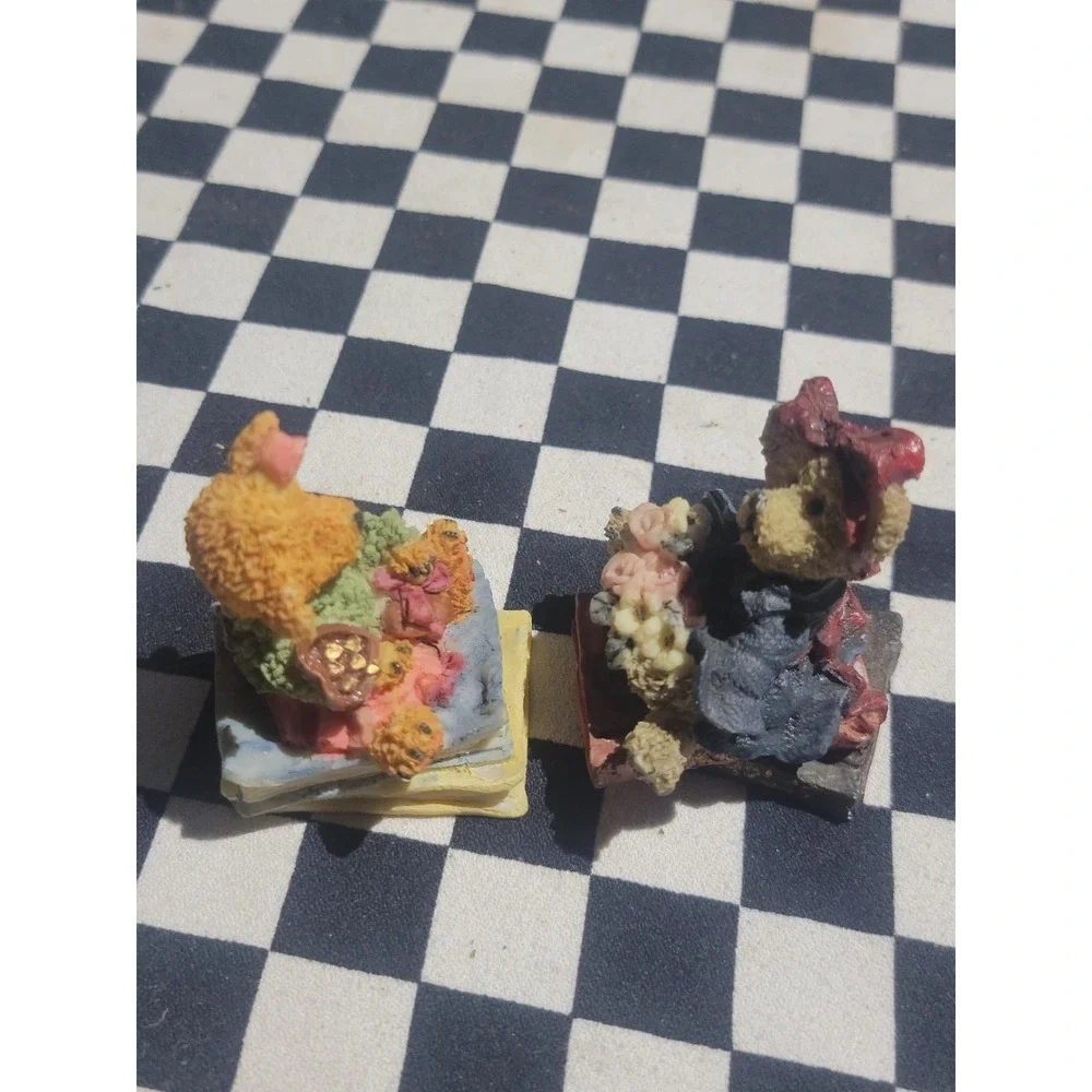 K's Collection Teddy Bear Figurines‎ Lot of 4 2 Hinged Trinket Boxes Resin